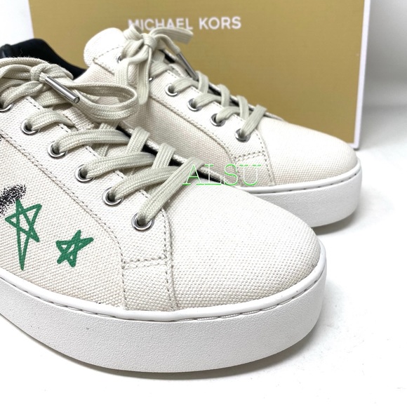 🍃SALE🍃 Michael Kors Poppy Lace Up Heavy Canvas Cream Women's Size 49SOPOFS1D - Picture 8 of 10